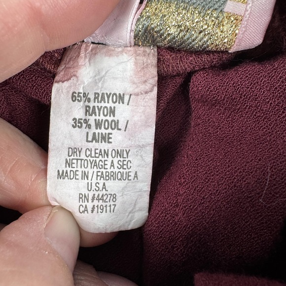 VTG Marisa Christina Skirt Womens Medium Petite Burgundy Pleated Wool Academia - Picture 5 of 8